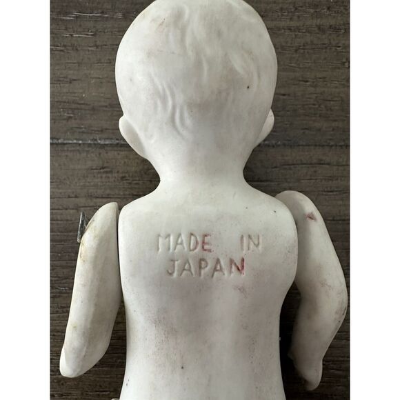 Antique Bisque Porcelain 7" Articulated Arms Legs Doll, RED Feet Made In Japan - Picture 7 of 13
